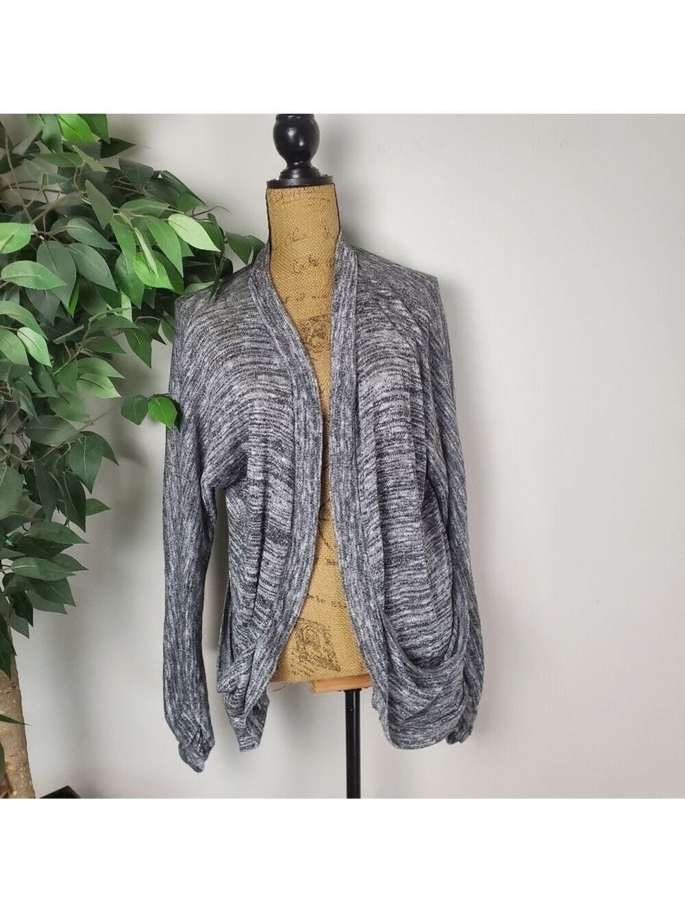 International Concepts Womens Plus Size 1X Gray Open Cardigan